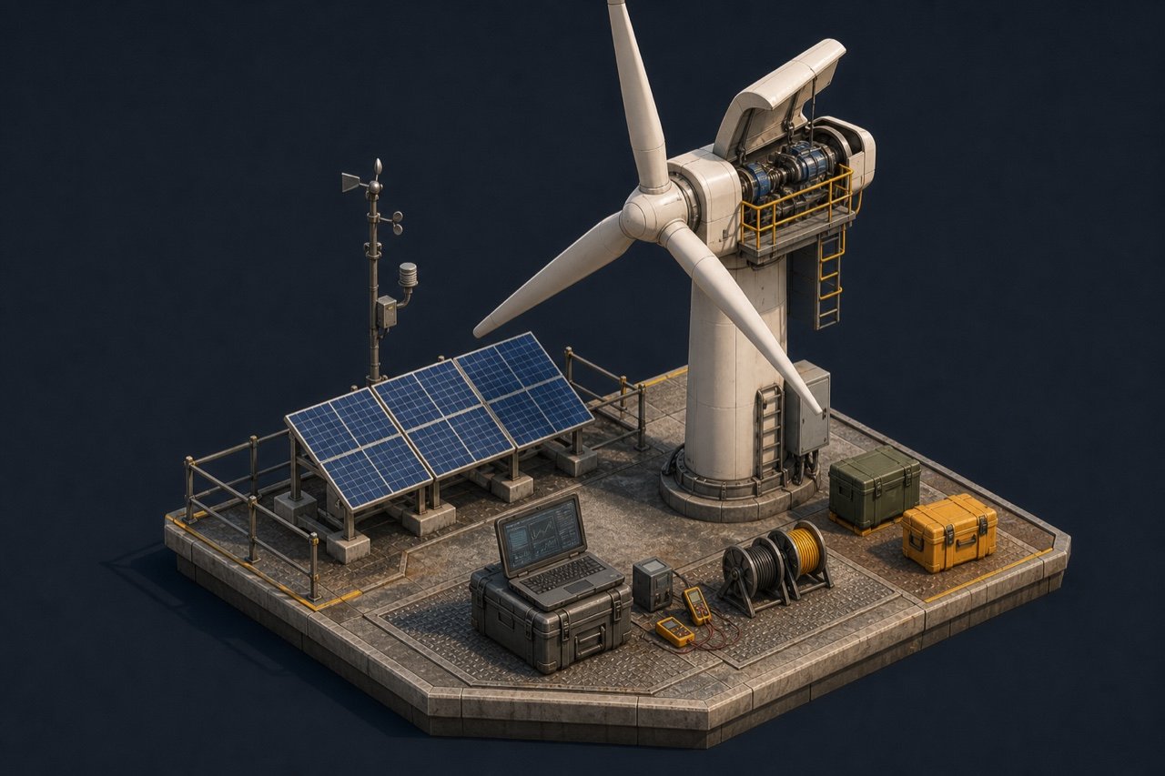 Rendered wind and solar engineering test platform